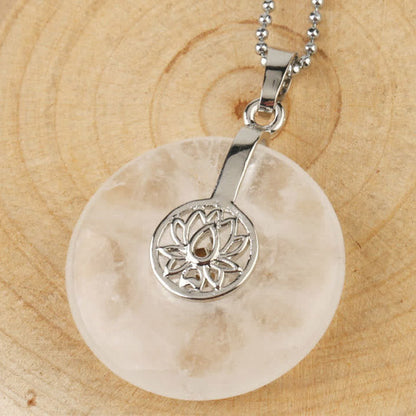 Various Crystal Amethyst Pink Lotus Healing Necklace