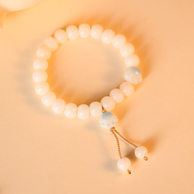 Buddha Stones Natural Bodhi Seed Paw Lucky Cat Paw Peace Bracelet