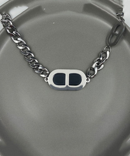 Black Stainless Steel Pig Nose Necklace