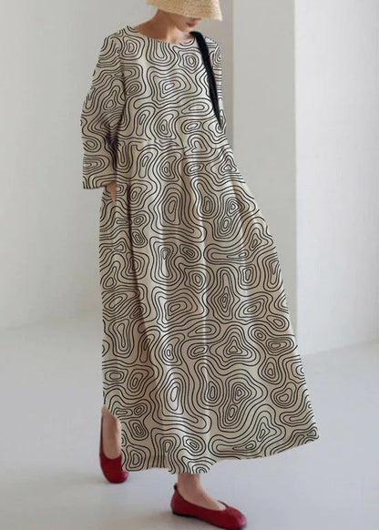Blue Lotus Cotton Dresses Pockets Patchwork Spring