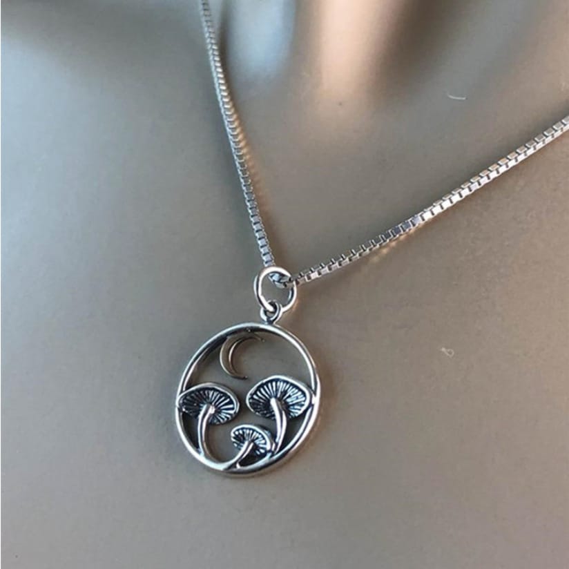 Mystic Crescent Mushroom Necklace