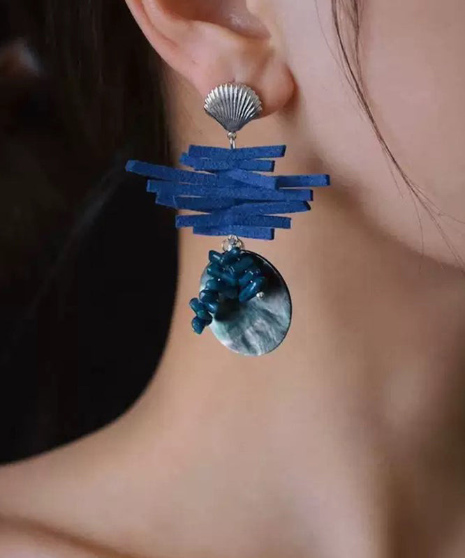 Blue Sterling Silver Asymmetrical Drop Earrings