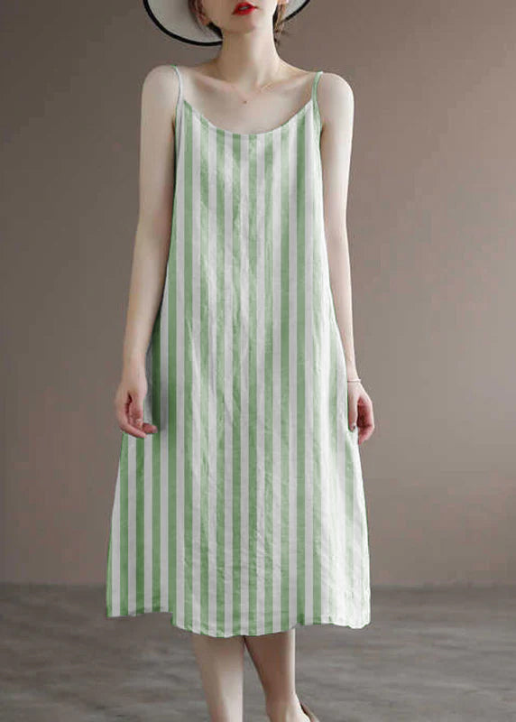 Linen Colour Spaghetti Strap Dress Sleeveless