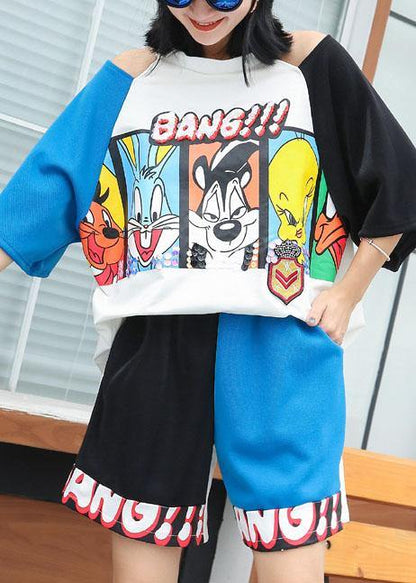 Cartoon Print Design Short-sleeved T-shirt and Shorts