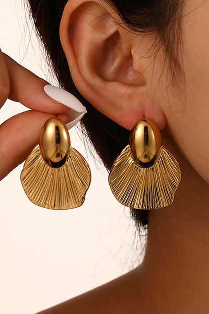 Stainless Steel Gold-plated Ginkgo Leaf Earrings