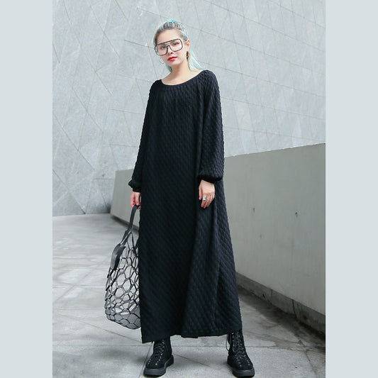 Chunky Black Knit Dress Oversize O Neck Long Knit Sweaters Boutique Long Sleeve Long Knit Sweaters