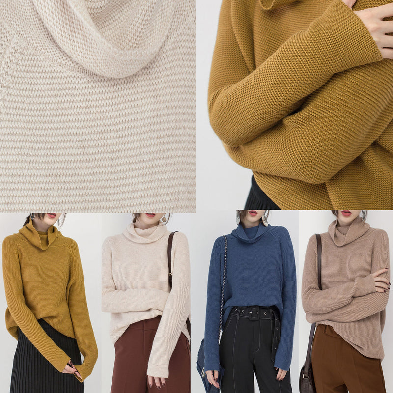 Chunky Yellow Cozy Sweater Oversized High Neck Sweaters Boutique Baggy Winter Sweater