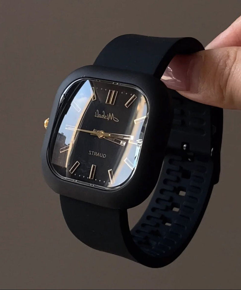 Brief Black Silicone Square Mechanical Movement Watches