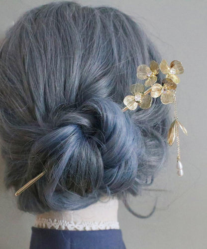 Chinese Style Gold Metal Pearl Tassel Hairpin
