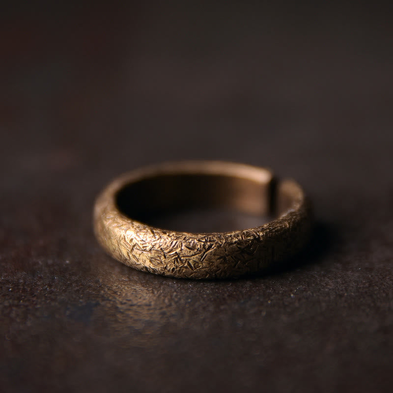 Buddha Stones Tibetan Texture Design Copper Luck Couple Ring