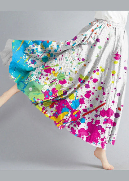 Style Color Elastic Waist Exra Large Hem Cotton Linen a Line Skirts Summer