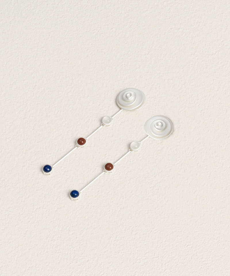 Simple White Sterling Silver Gem Stone Agate Conch Drop Earrings