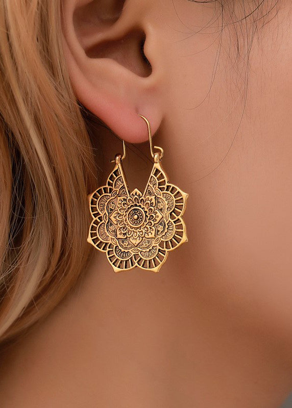 Gold Sterling Silver Hollow Out Hoop Earrings
