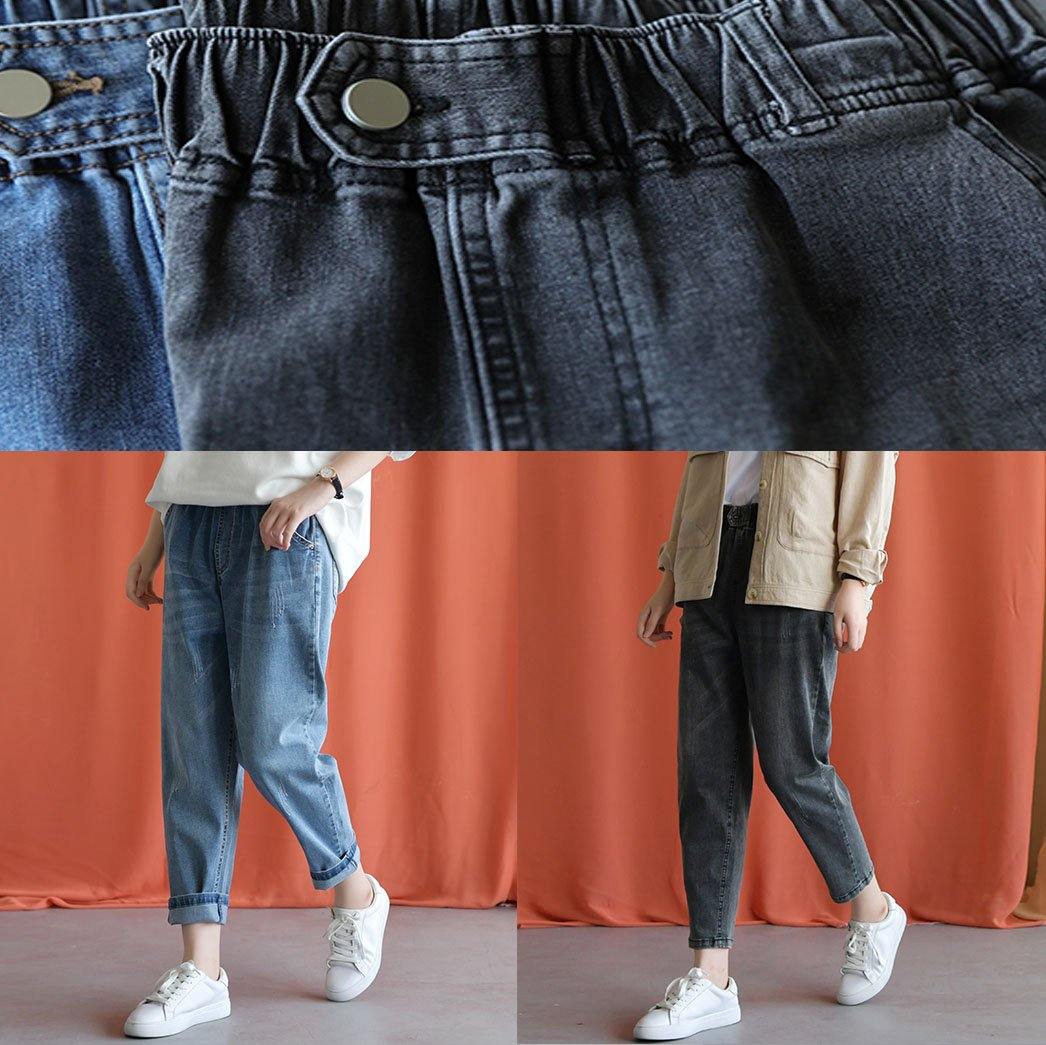 Denim Blue New Wild Elastic Waist Pants
