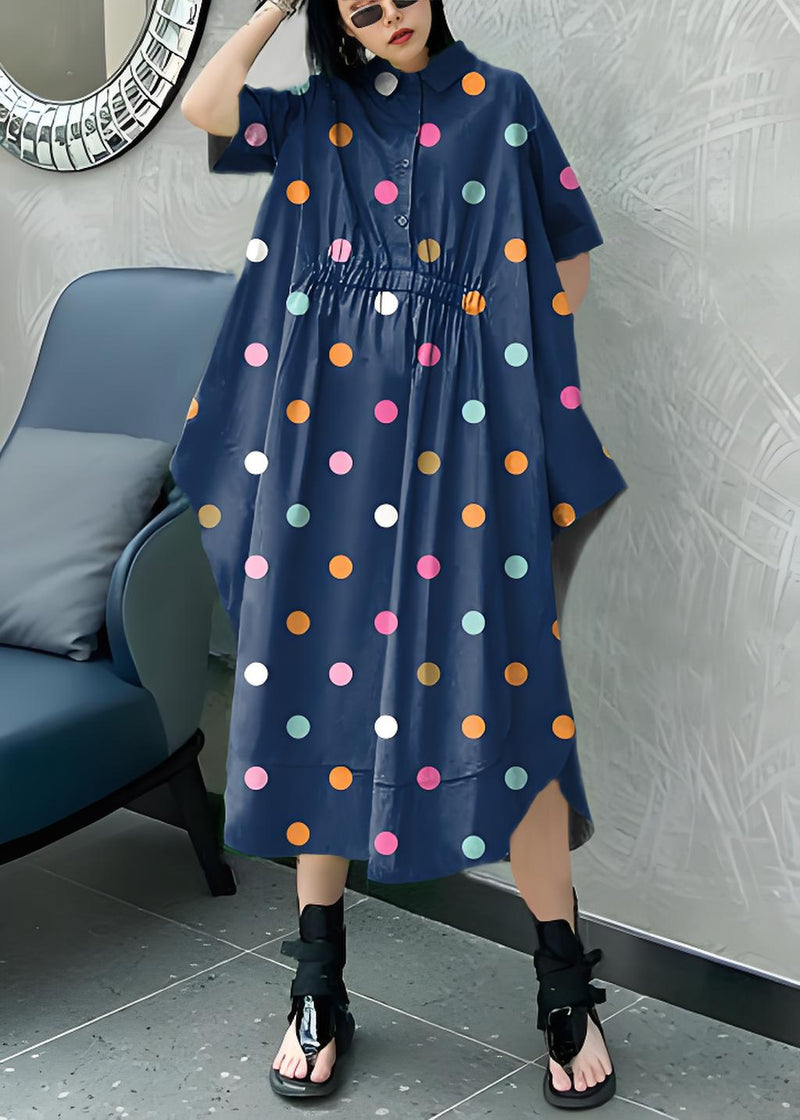 Diy Green Cotton Clothes Lapel Asymmetric Kaftan Dress