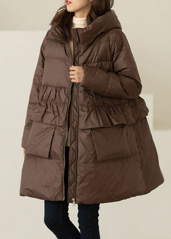 Diy Apricot Ruffled Patchwork Duck Down Coats Winter