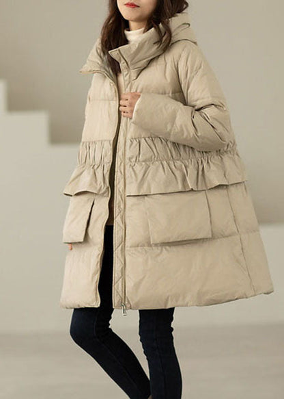 Diy Apricot Ruffled Patchwork Duck Down Coats Winter