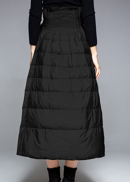 Diy Black High Waist Tie Waist a Line Winter Duck Down Skirts