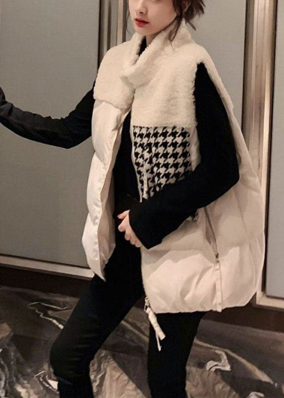 Diy White Loose Pockets Zippered Winter Sleeveless Puffer Vest