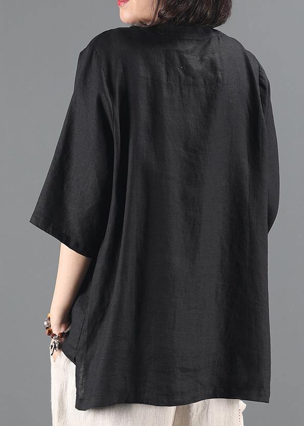 Diy Black Coat V Neck Pockets Silhouette Coat