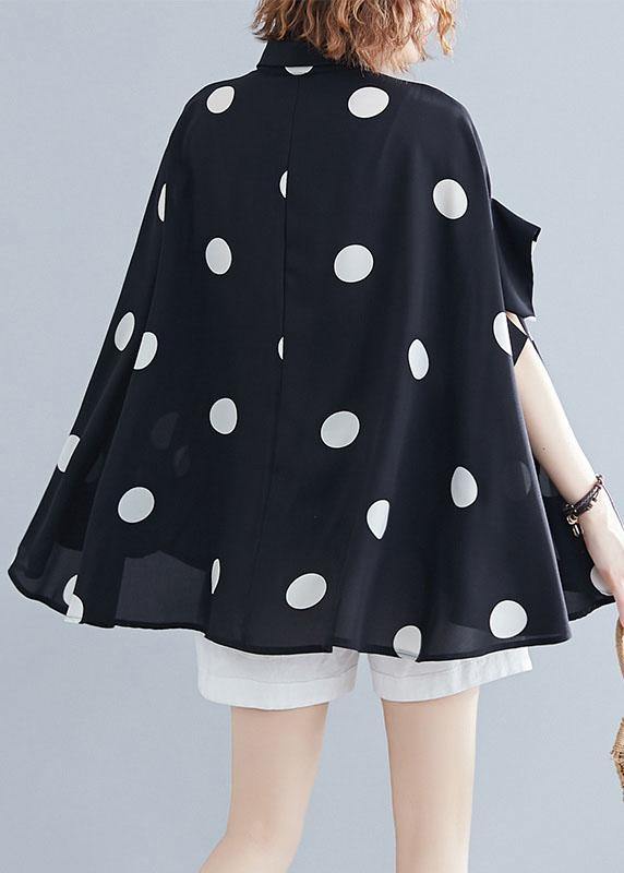 Diy Black Dotted Clothes for Lapel Ruffles Top