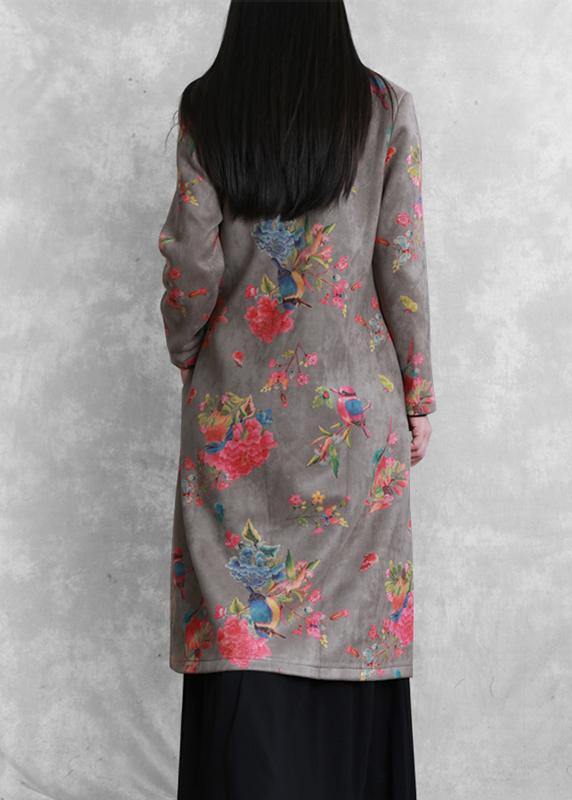 Diy Gray Fine Clothes for Tutorials O Neck Prints Coats