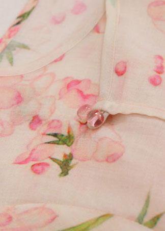 Diy O Neck Half Sleeve Linen Blouses for Shirts Pink Print Tops