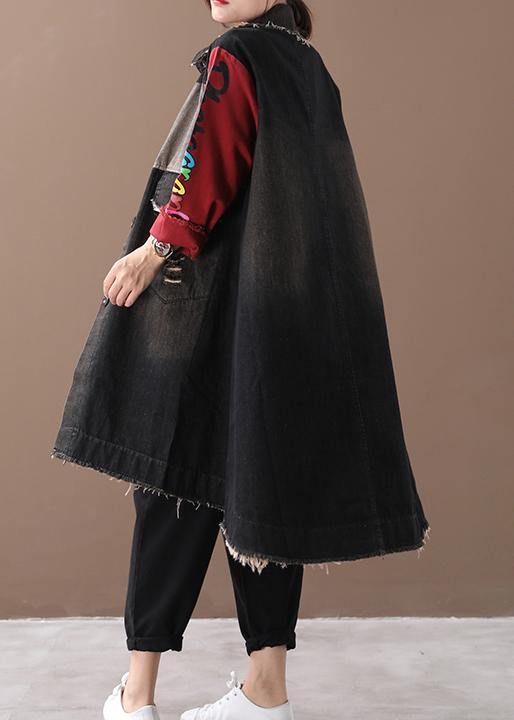 Diy Red Letter Coats Shape Lapel Hole Spring Outwears