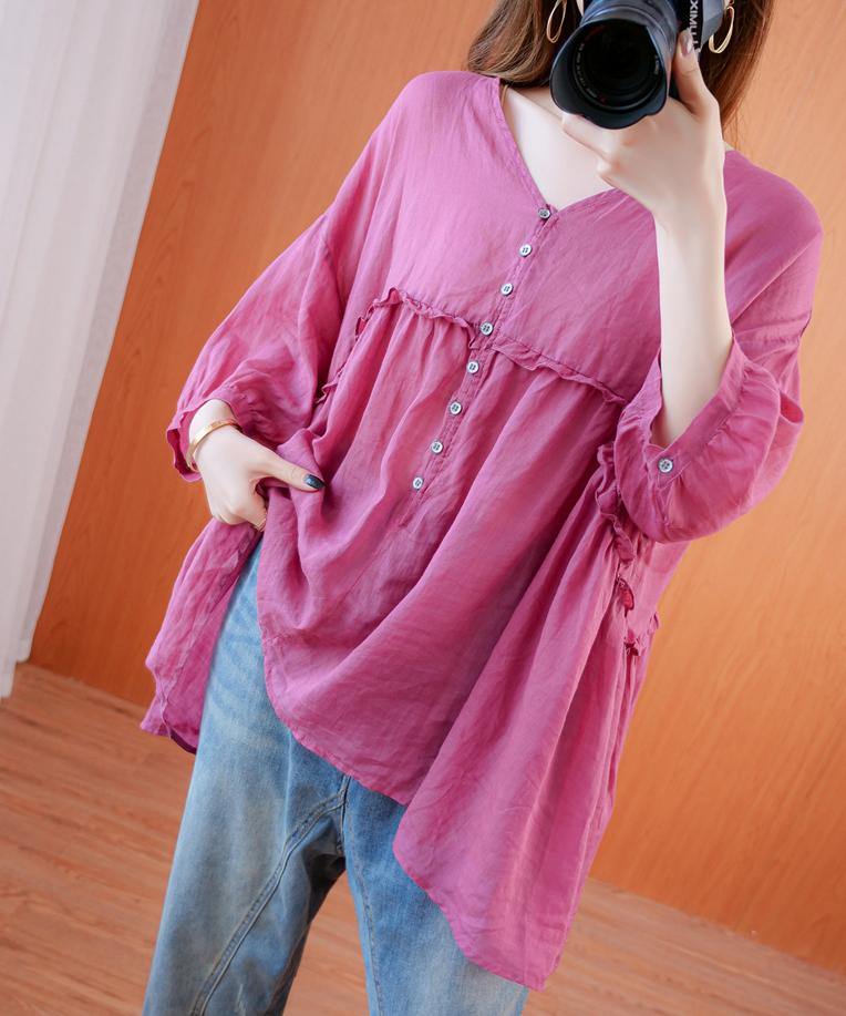 Diy V Neck Lantern Sleeve Clothes for Sleeve Rose Top