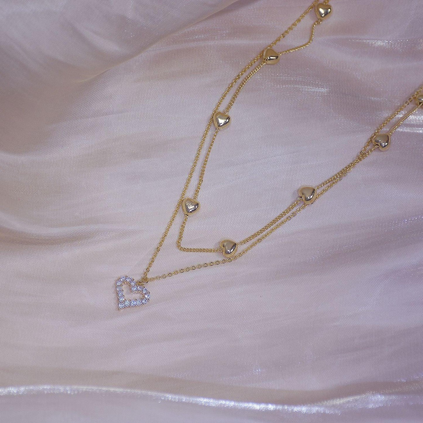 Double Strand Heart Necklace
