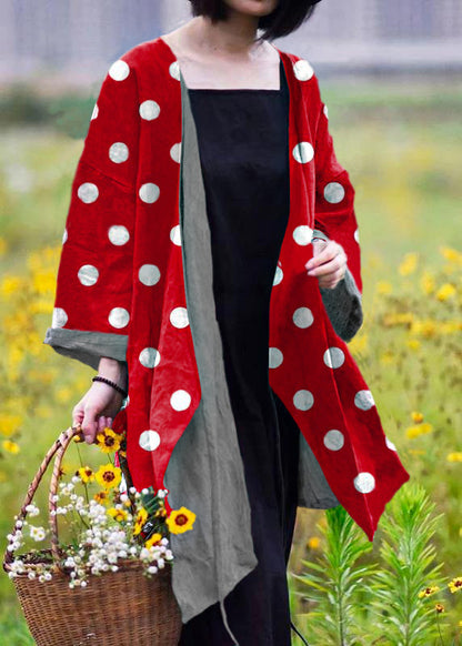 Green Flowers Natural Linen Top Silhouette Pure Color Lacing Long Sleeve Coat