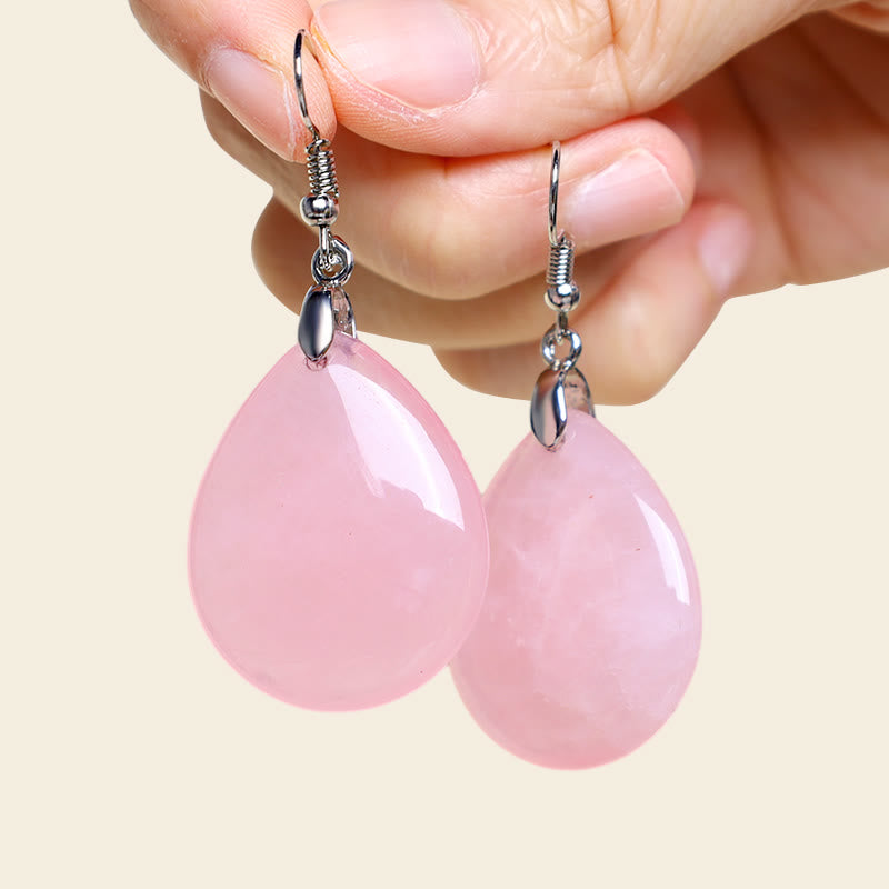 Green Aventurine Healing Drop Earrings With Pink Crystal & Tiger Eye