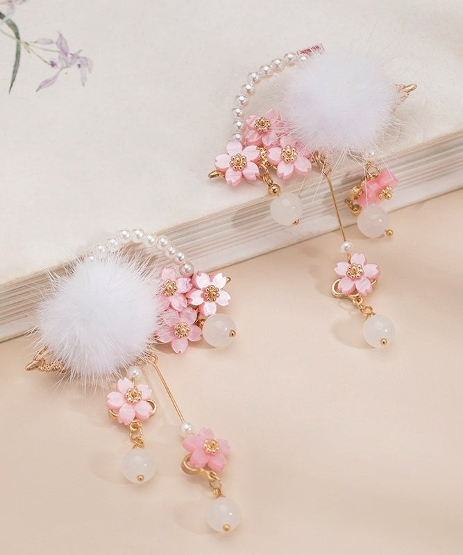 Colorblock Copper Pearl Mink Hair Tassel Hairpin