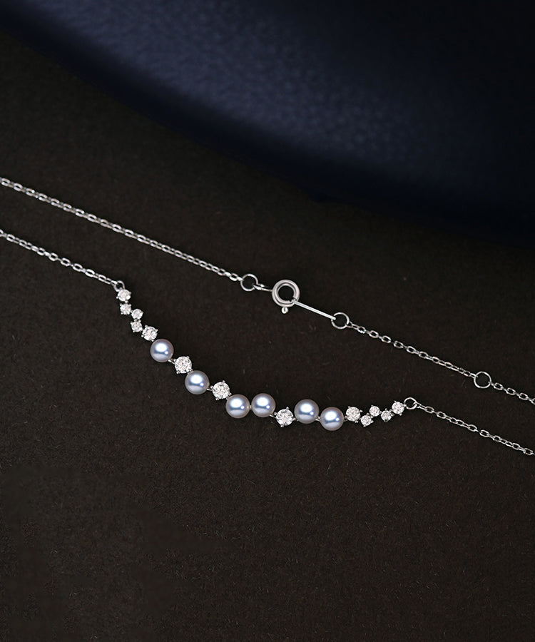 Zircon Pearl Adjustable Silver Choker