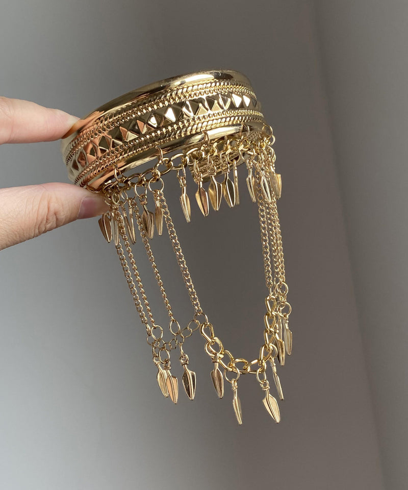 Novelty Gold Metal Leaf Tassel Chain Bracelet and Body Chain