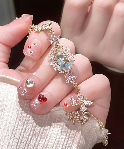 Art Colorblock Crystal Zircon Butterfly Charm Bracelet
