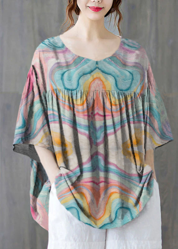 Grey Flowers O-neck Wrinkled Cotton Tank Tops Half Sleeve