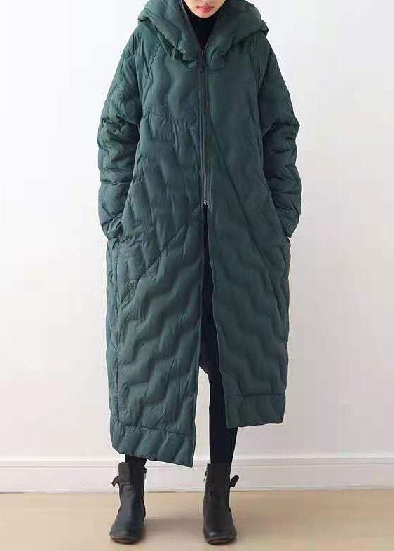 Loose Fitting Down Jacket Hooded Overcoat Asymmetric Down Coat Winter