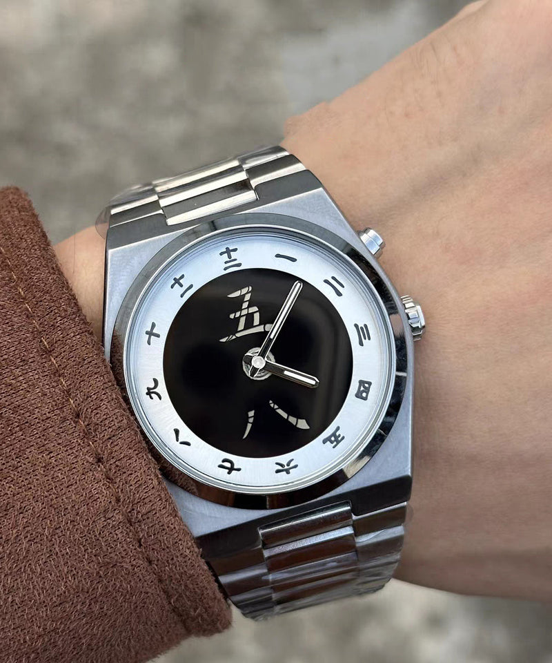 Vogue Red Stainless Steel Alloy Chinese Character Jumping Machinery Watches