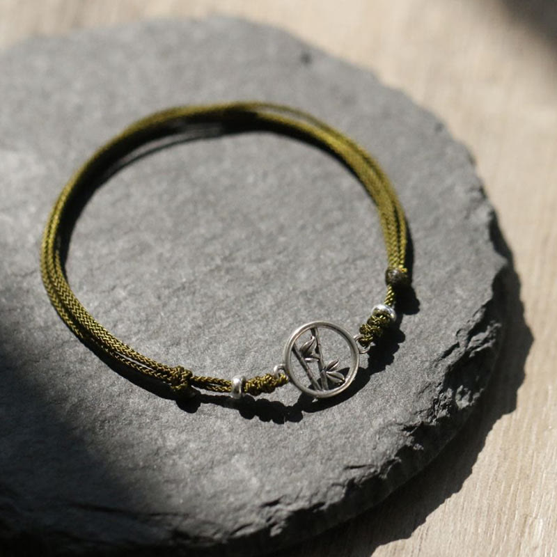 925 Sterling Silver Bamboo Red String Bracelet