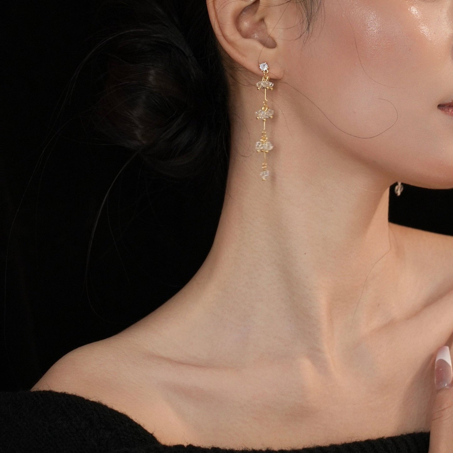 Elara Crystal Earrings in Gold