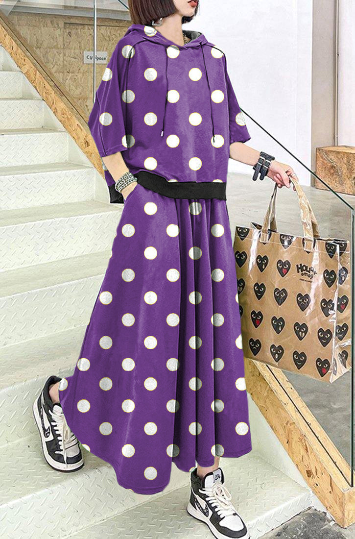 New Blue Geometry Spring Explosion Street Guard Two Piece Skirt