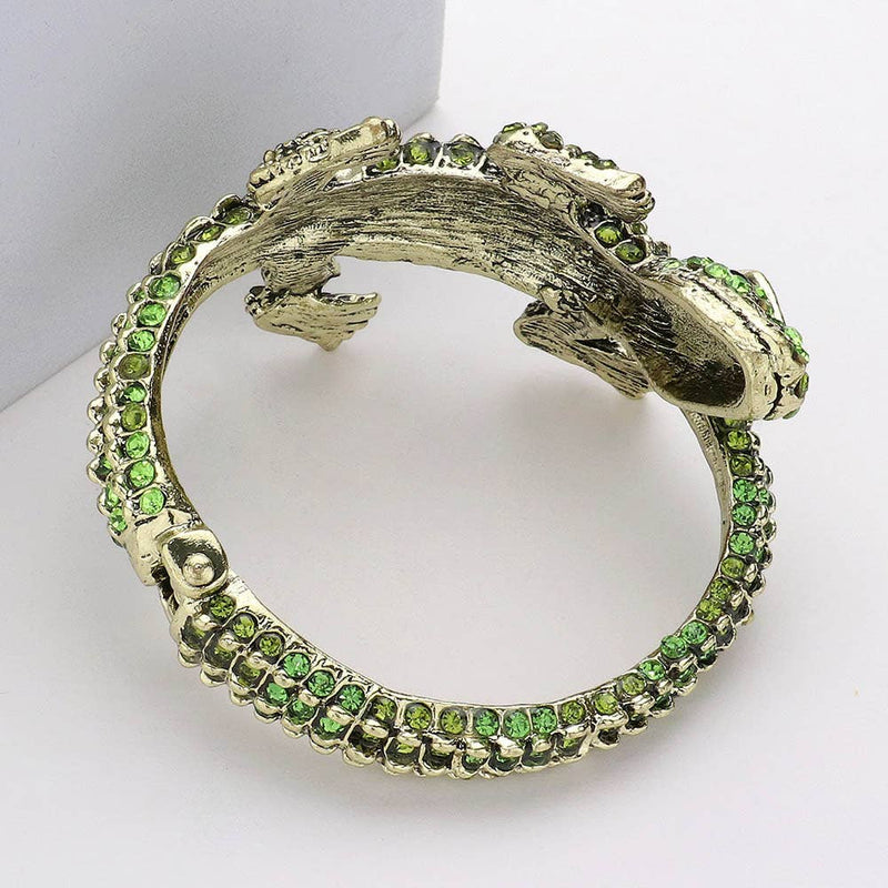 Crystal Rhinestone Crocodile/alligator Embellished Bracelet: Green