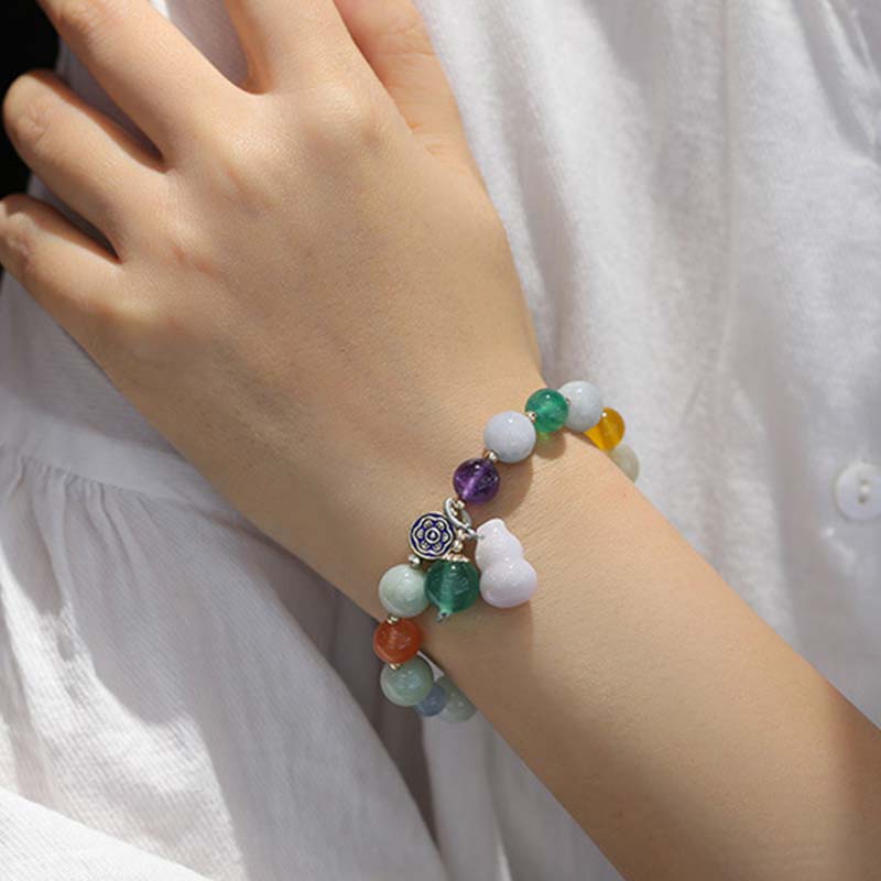 10mm Jade Lucky Bracelet With Pink Crystal for Prosperity