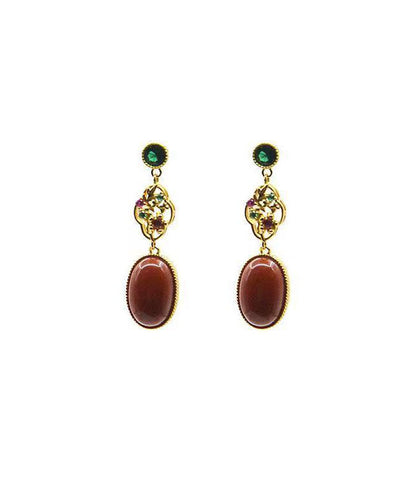 Red Sterling Silver Overgild Zircon Agate Drop Earrings
