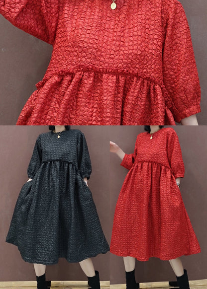 Black Mid Dress Cinched Half Sleeve