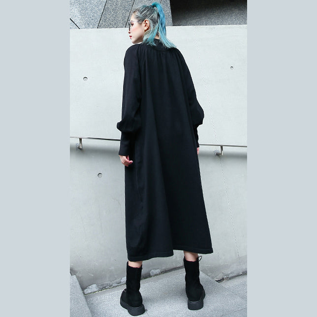 Red Autumn Clothing Stand Collar Traveling Dress Boutique Pockets Baggy Dresses