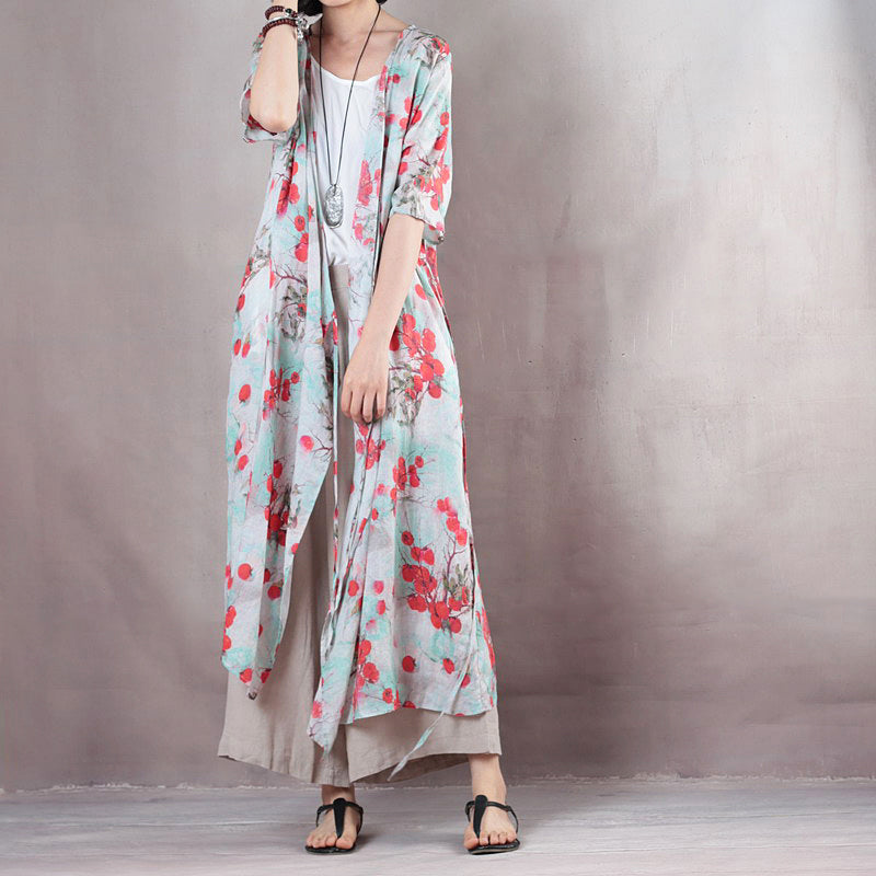 Red Linen Caftans V Neck Linen Maxi Dress Fine Half Sleeve Tie Waist Caftans