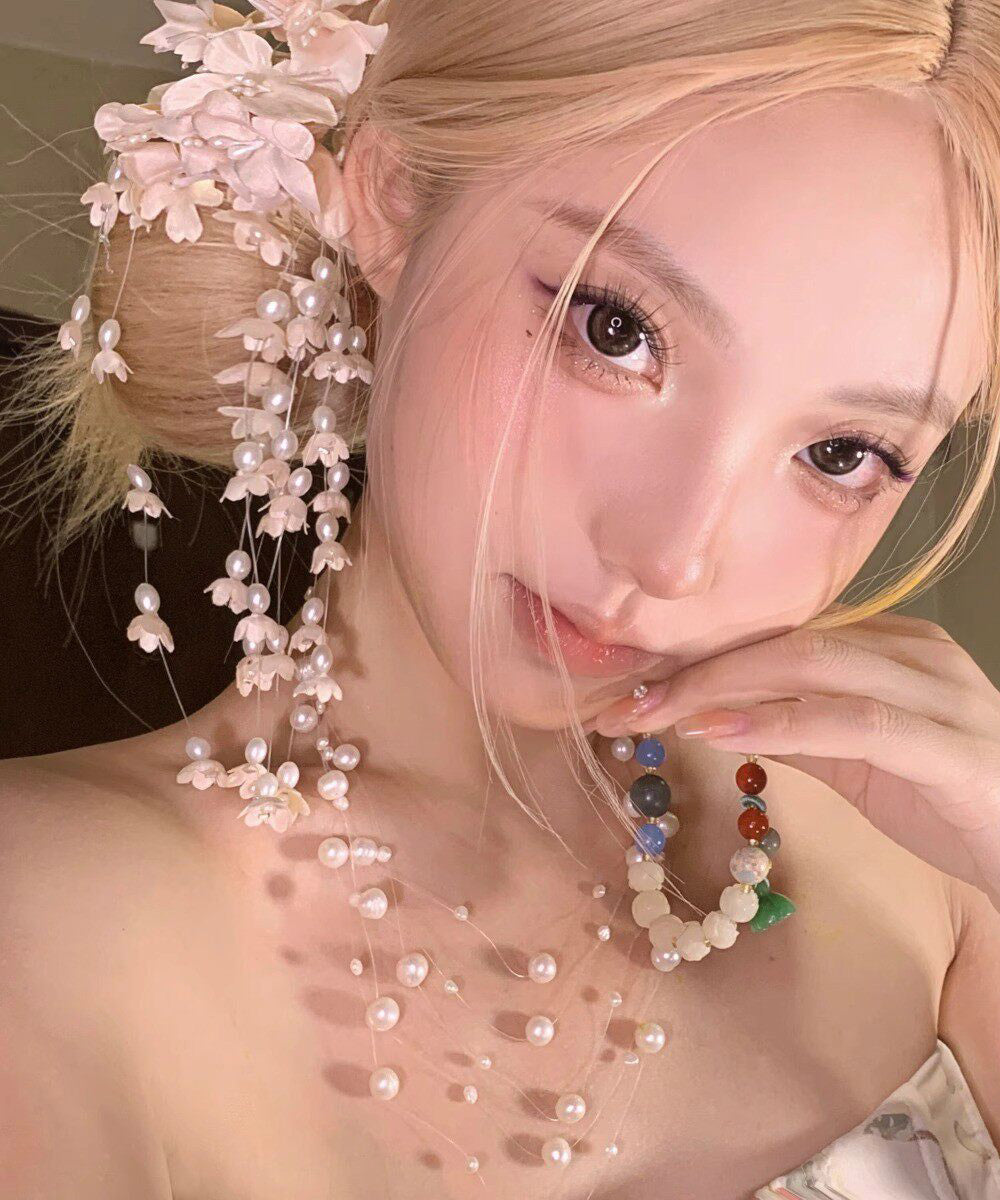 Champagne Alloy Pearl Lily of the Valley Tassel Hairpin