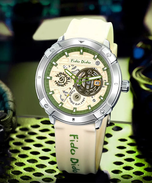 Retro Green Silicone Rubber Hollow Out Noctilucent Watches